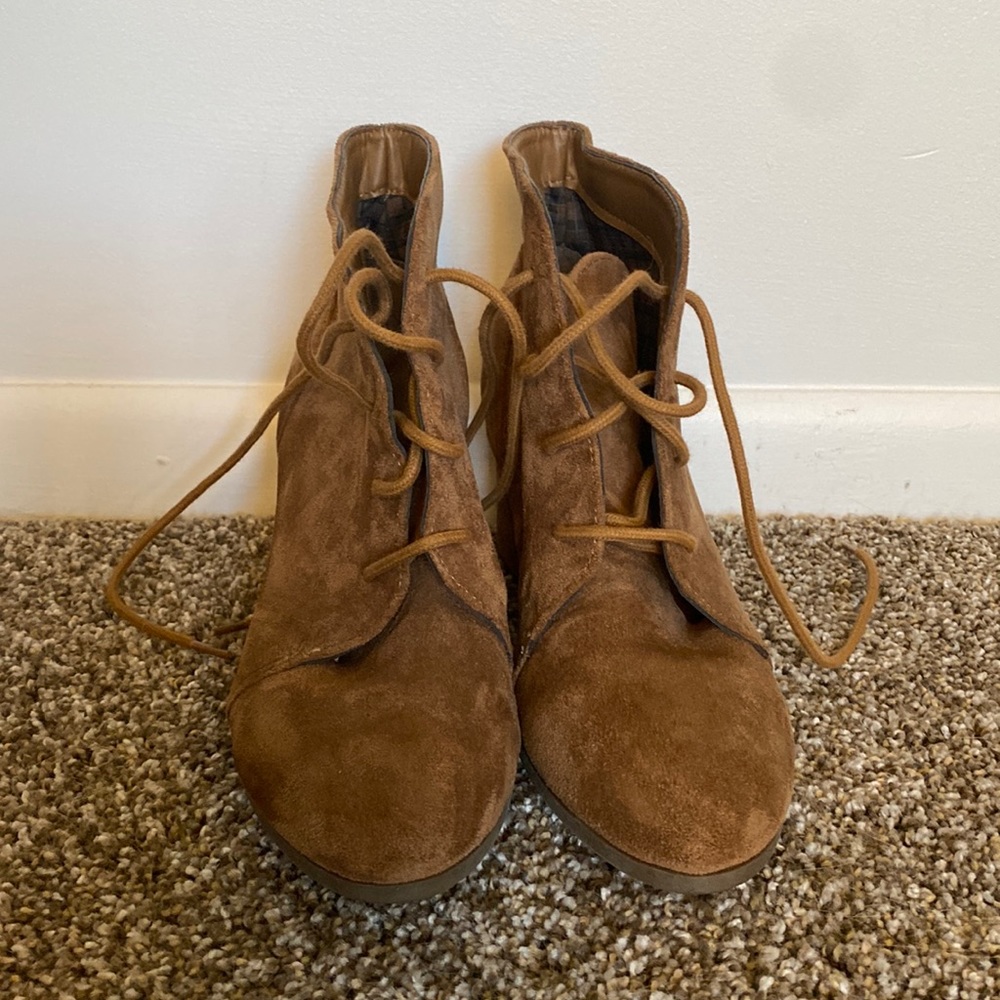 Brown Lace Up Booties